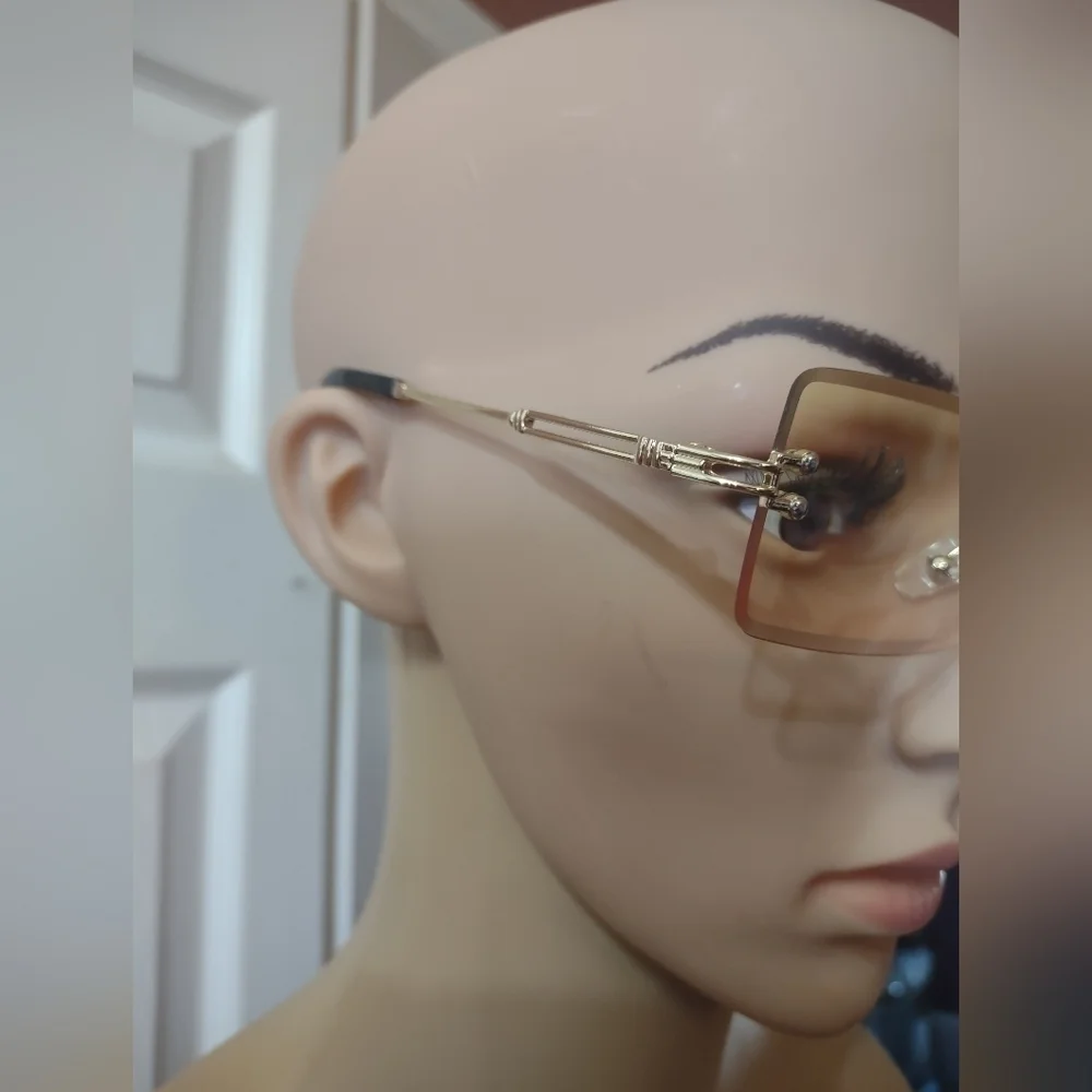 New women's square rimless fashion sunglasses